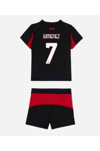 AC Milan Santiago Gimenez #7 Jalkapallovaatteet Lasten Kotipeliasu 2025-26 Lyhythihainen (+ Lyhyet housut)